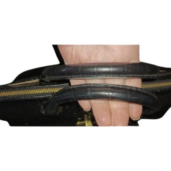 Brahmin Black Melbourne Croc Embossed Satchel - Picture 4 of 8
